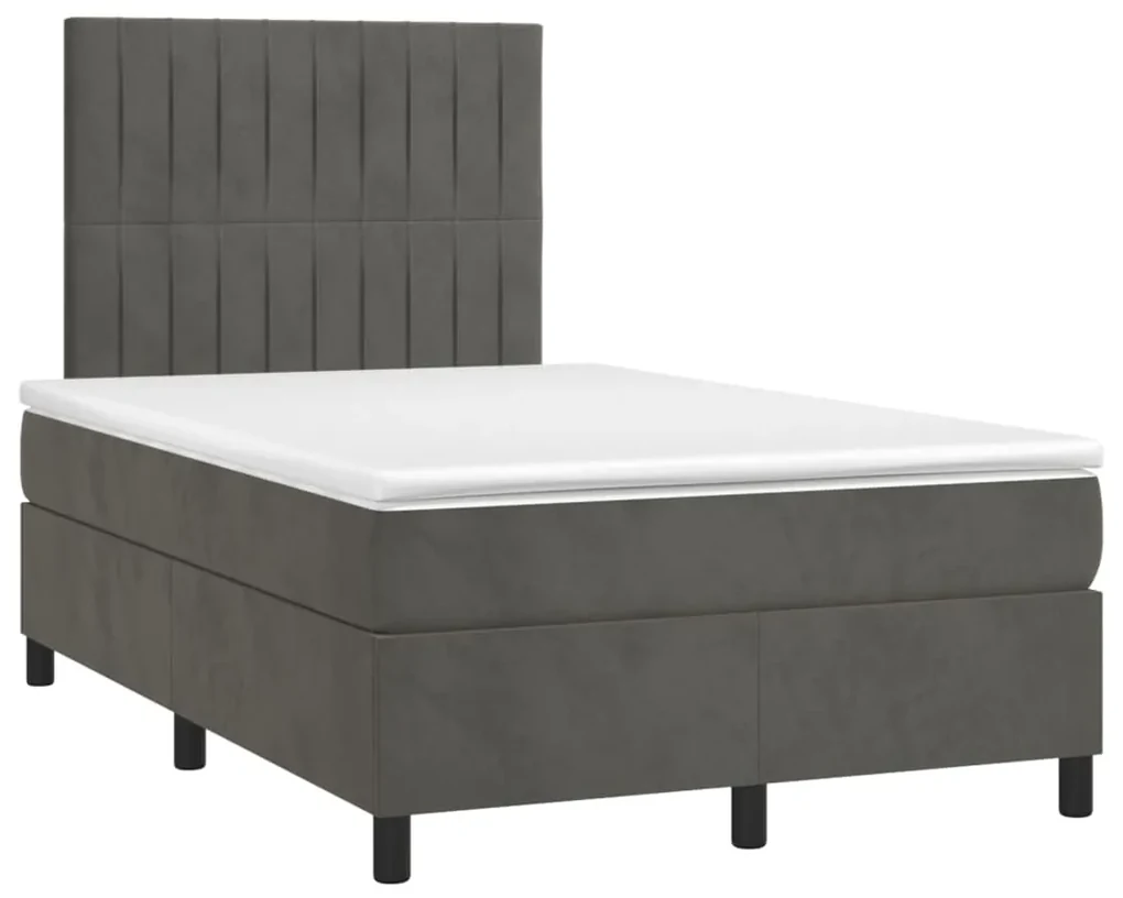 Giroletto a molle con materasso grigio scuro 120x200 cm velluto