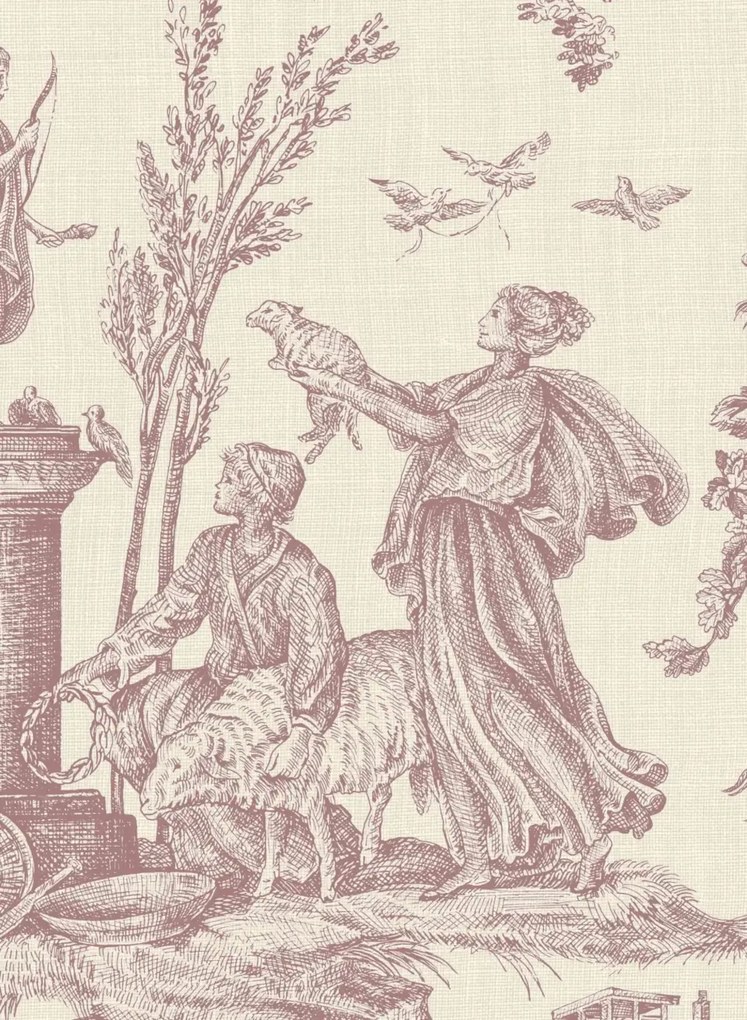 Lewis & Wood Carta da parati Toile Baptiste - Cerise