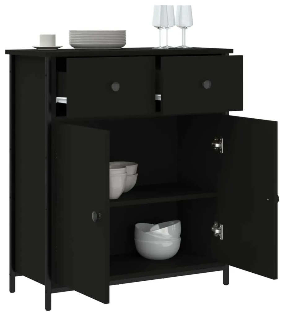 Credenza nera 70x30x80 cm in legno multistrato