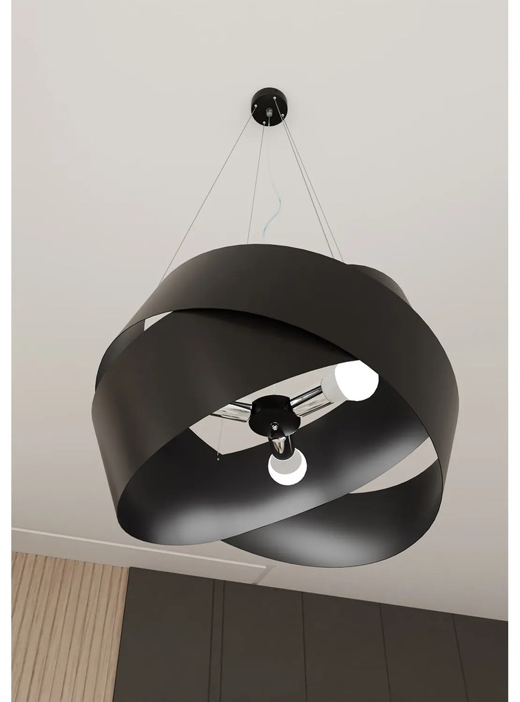 Sospensione Moderna 1 Luce In Fasce Di Acciaio Nero