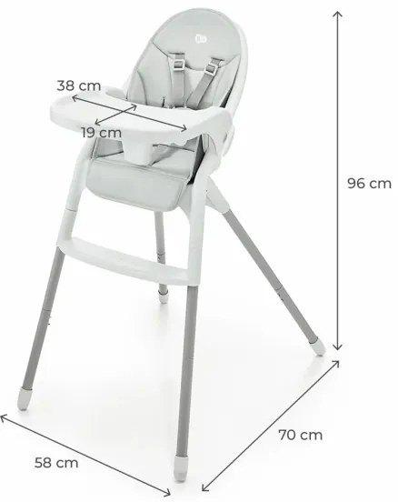 KINDERKRAFT - Sedia da pranzo per bambini 2in1 DINNLY grigio