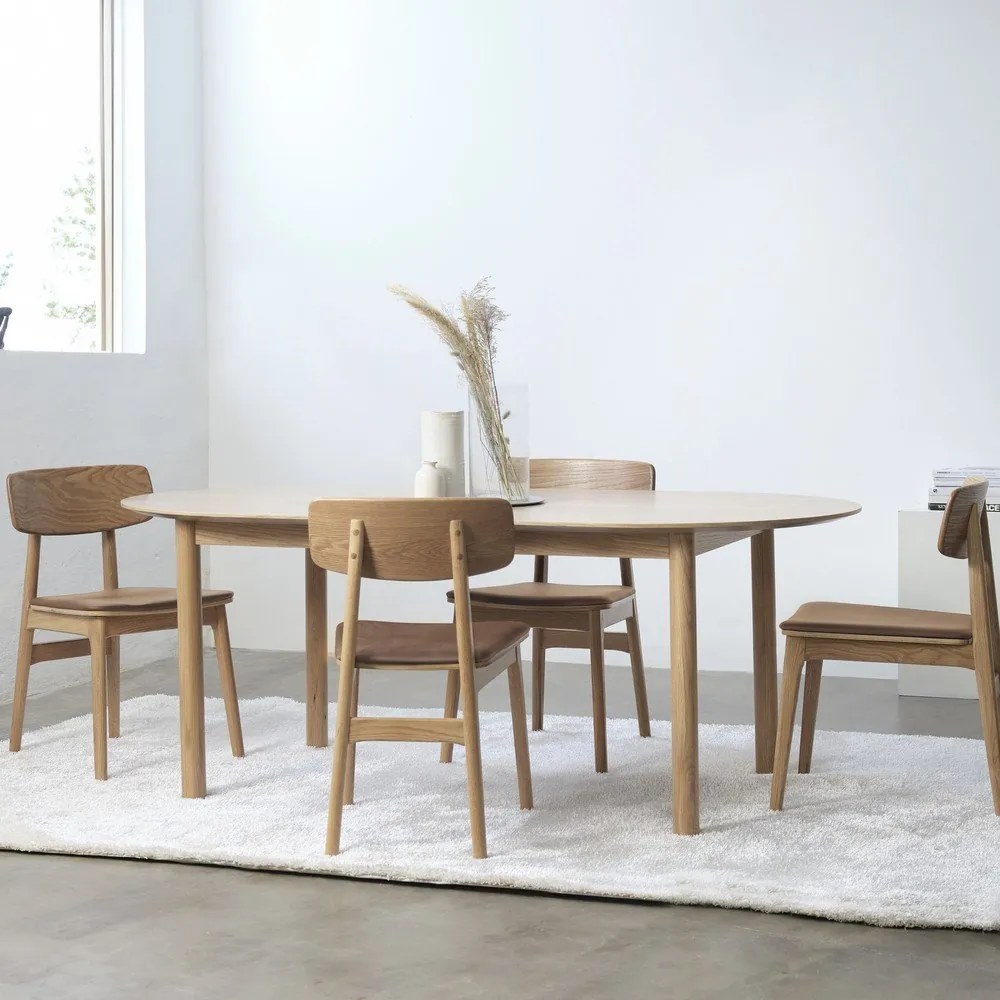 Sedia da pranzo in similpelle in colore marrone cognac-naturale Livo - Unique Furniture