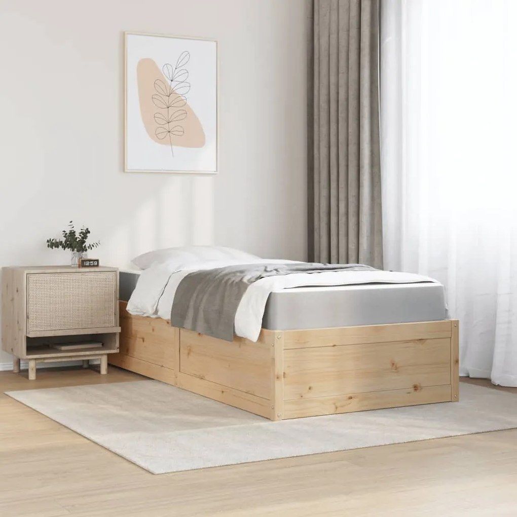 Letto con materasso 90x190 cm in legno massello di pino