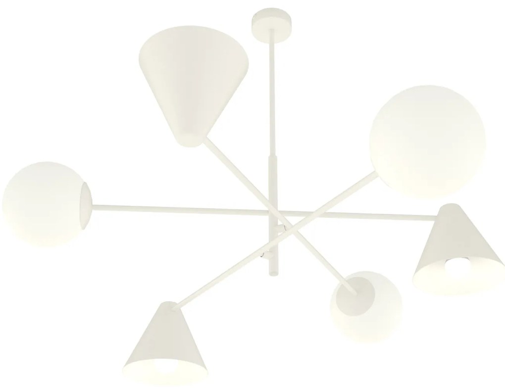 Plafoniera Moderna Industrial Njord 6 Luci Bianco