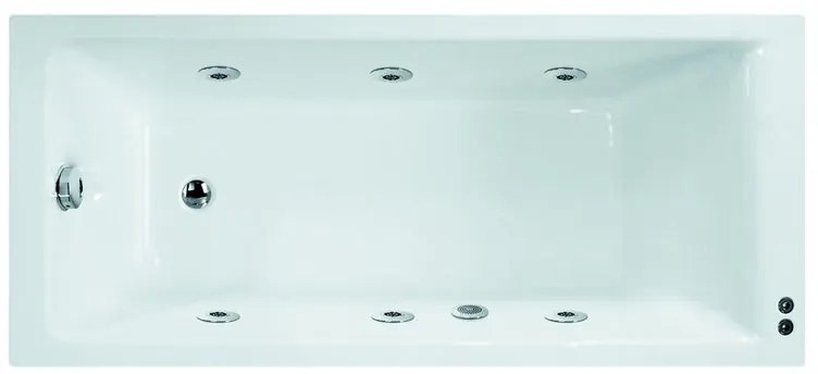 Vasca idromassaggio rettangolare Galaxy confort,bianco ,170, 75 cm, 6 bocchette, SANYCCES