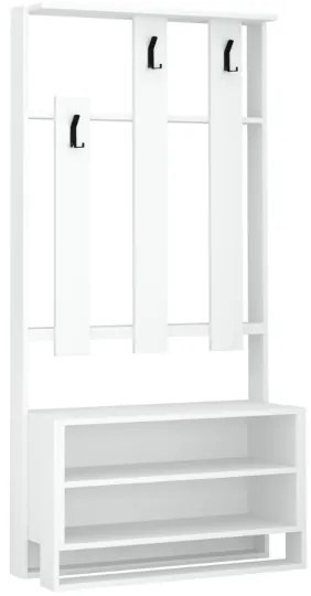 Mobile Ingresso Con Appendiabiti E Vani 90x36x180 Chester Bianco