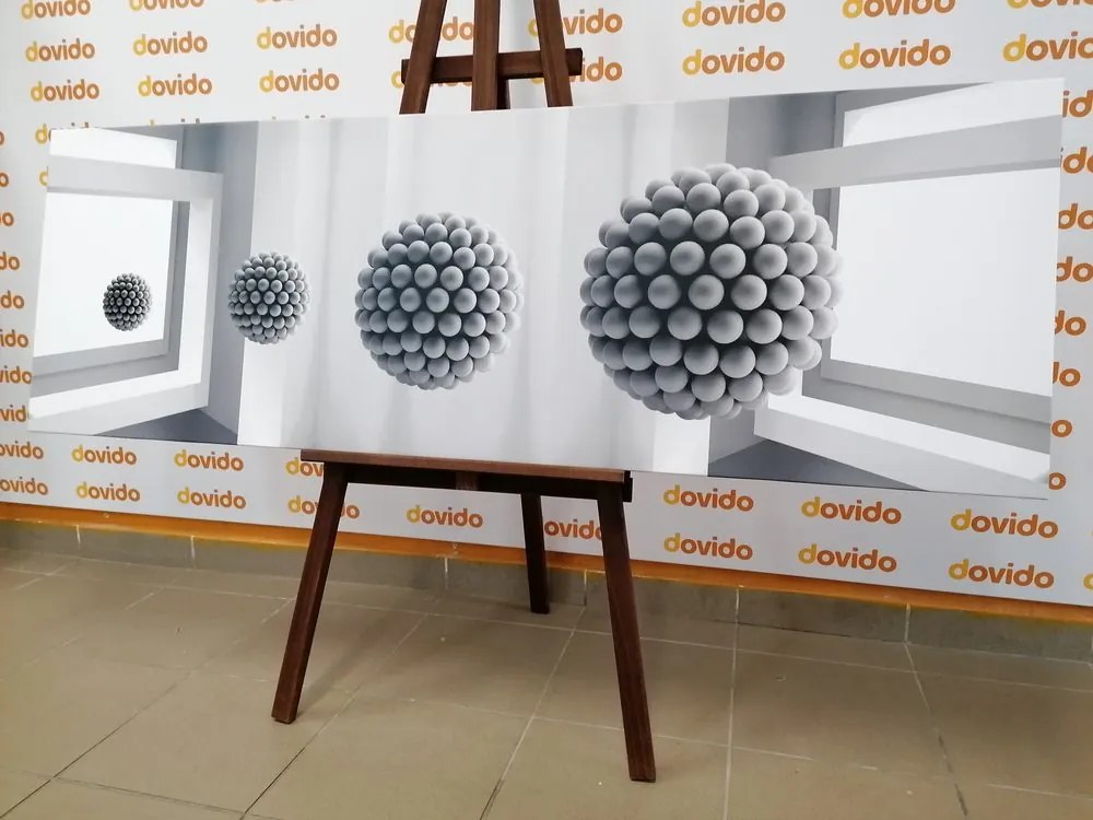 Quadro su tela – Sfere in bianco e nero nello spazio