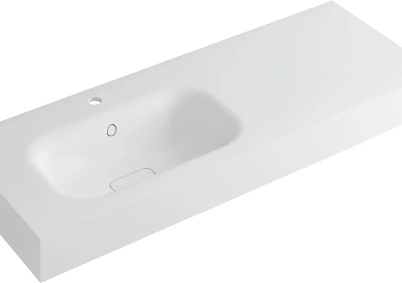 Lavabo a incasso rettangolare vasca a sinistra L 120.5 x H 15 x P 46 cm in resina bianco lucido