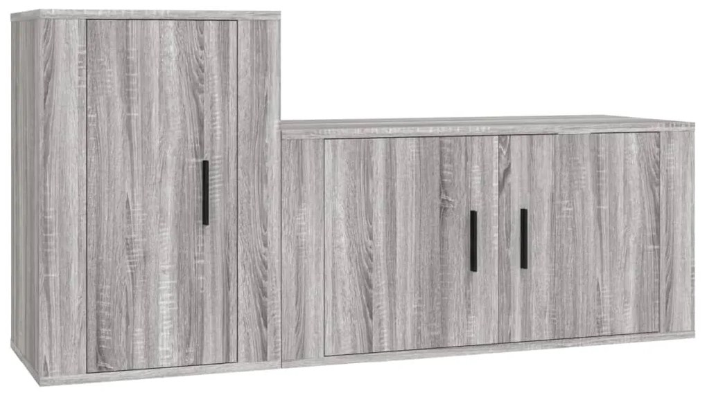 Set Mobili Porta TV 2 pz Grigio Sonoma in Legno Multistrato