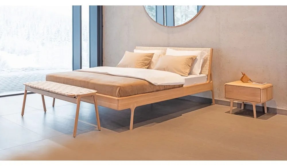 Panchina in colore bianco e naturale Klupa - Gazzda