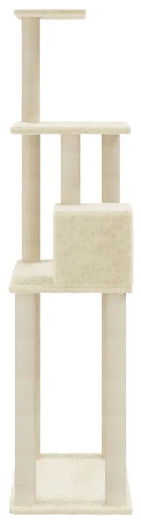 Albero per gatti con tiragraffi in sisal crema 147 cm