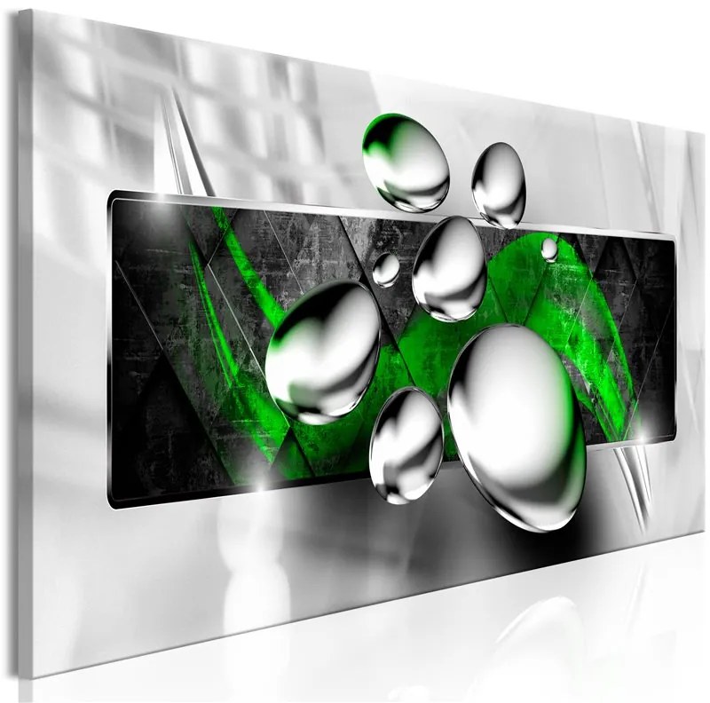 Quadro Shiny Stones (1 Part) Narrow Green  Colore Argento, Dimensioni e Misure 150x50