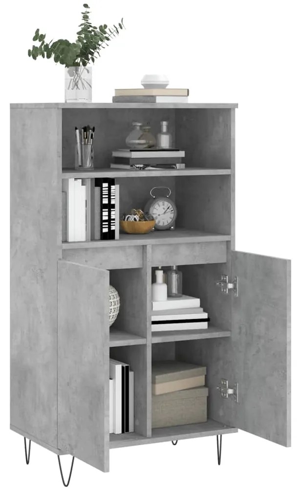 Credenza grigio cemento 60x36x110 cm in legno multistrato