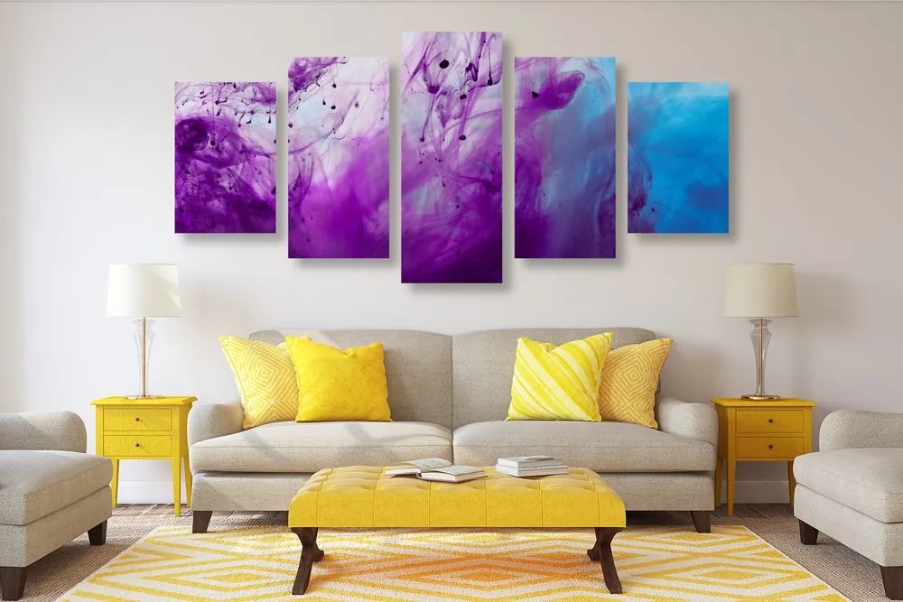 Quadri 5 pezzi – Magica astrazione viola