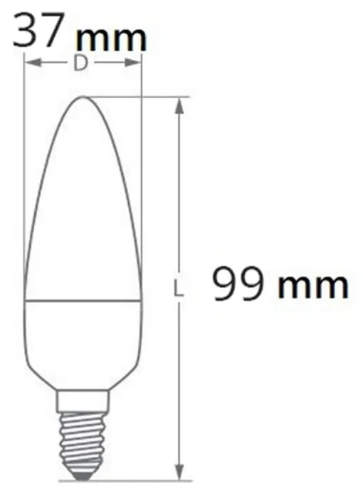 Lampadina LED E14 6W, 12/24V AC/DC, C37 Colore Bianco Freddo 6.000K