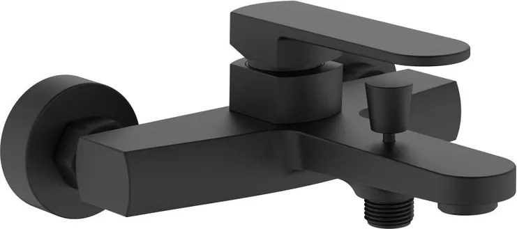 Rubinetto per vasca getto laminare cristallino Zefir per muro nero verniciato a polvere AQUASANIT