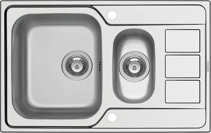 Lavello integrato 1.5 vasche in inox argento DELINIA Athena L 50 x L 79 cm, sgocciolatoio a destra