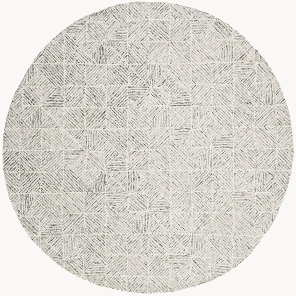 Tappeto rotondo in lana a pelo basso tuftato a mano Azure