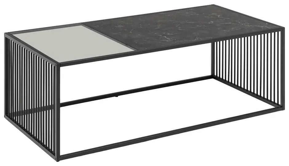 Tavolino nero con piano in vetro 60x120 cm Strington - Actona