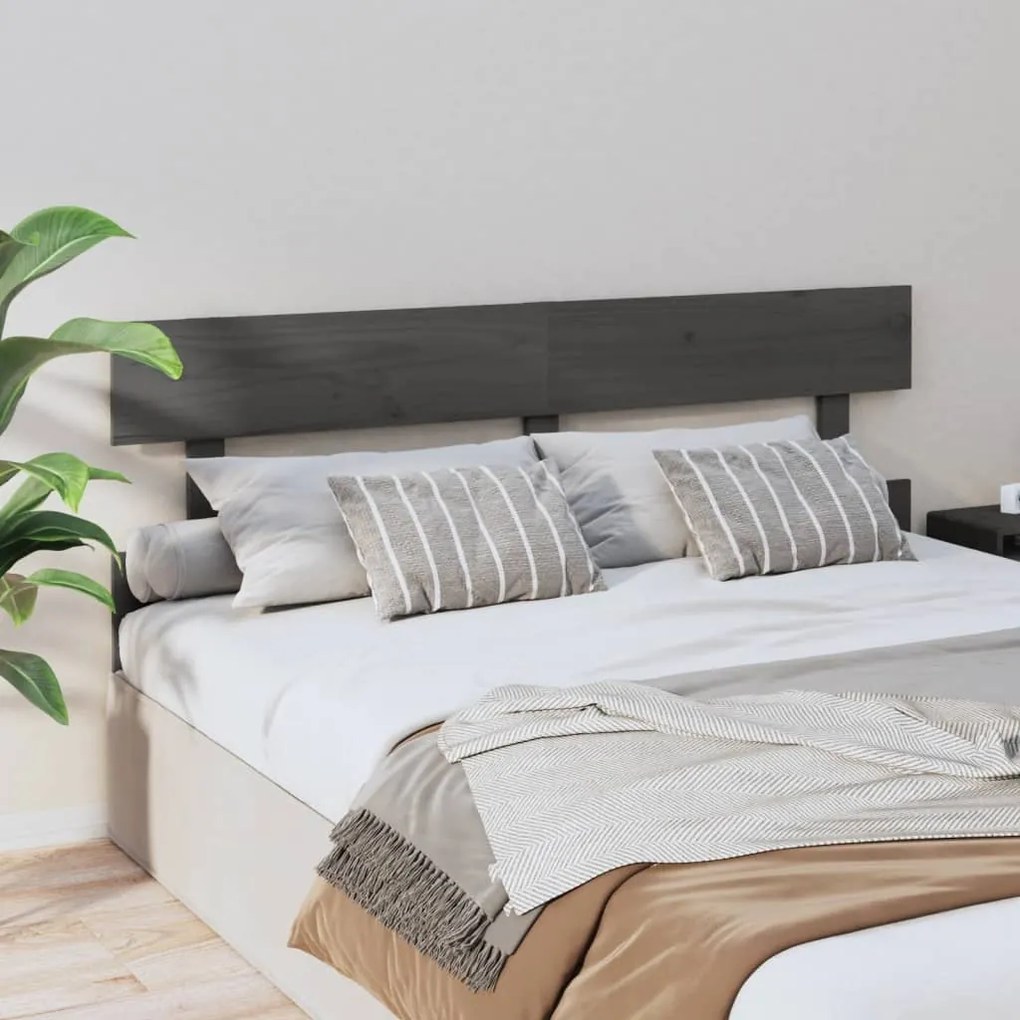Testiera per letto grigia 164x3x81 cm in legno massello di pino