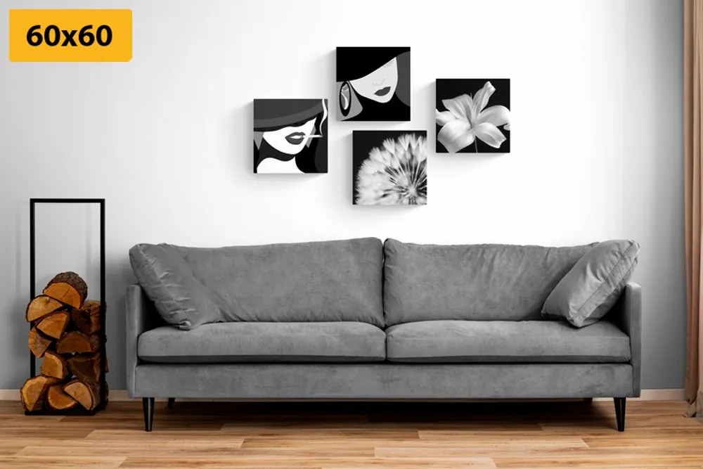Set di quadri – Signore in bianco e nero
