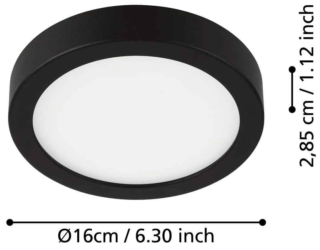 Plafoniera Moderna Fueva 5 In Acciaio Nero Led Integrato 11W 3000K Ip44