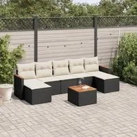 Set Divani da Giardino con Cuscini 8 pz Nero in Polyrattancod mxl 89097