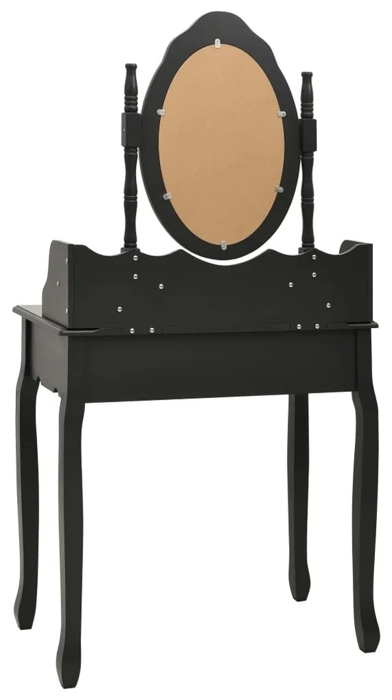 Tavolo da trucco con sgabello nero 75x69x140 cm legno paulownia