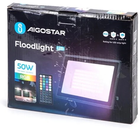 Aigostar - Proiettore LED RGBW dimmerabile 50W 230V IP65 + telecomando