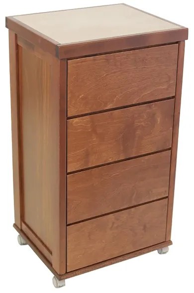 Carrello salvaspazio in legno faggio con cassetti LANDHELL Noce