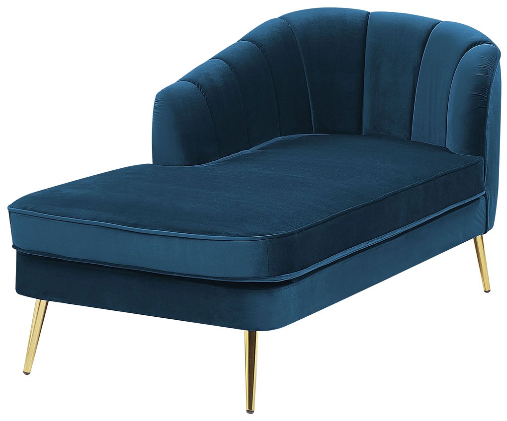 Chaise longue velluto blu marino destra ALLIER Beliani