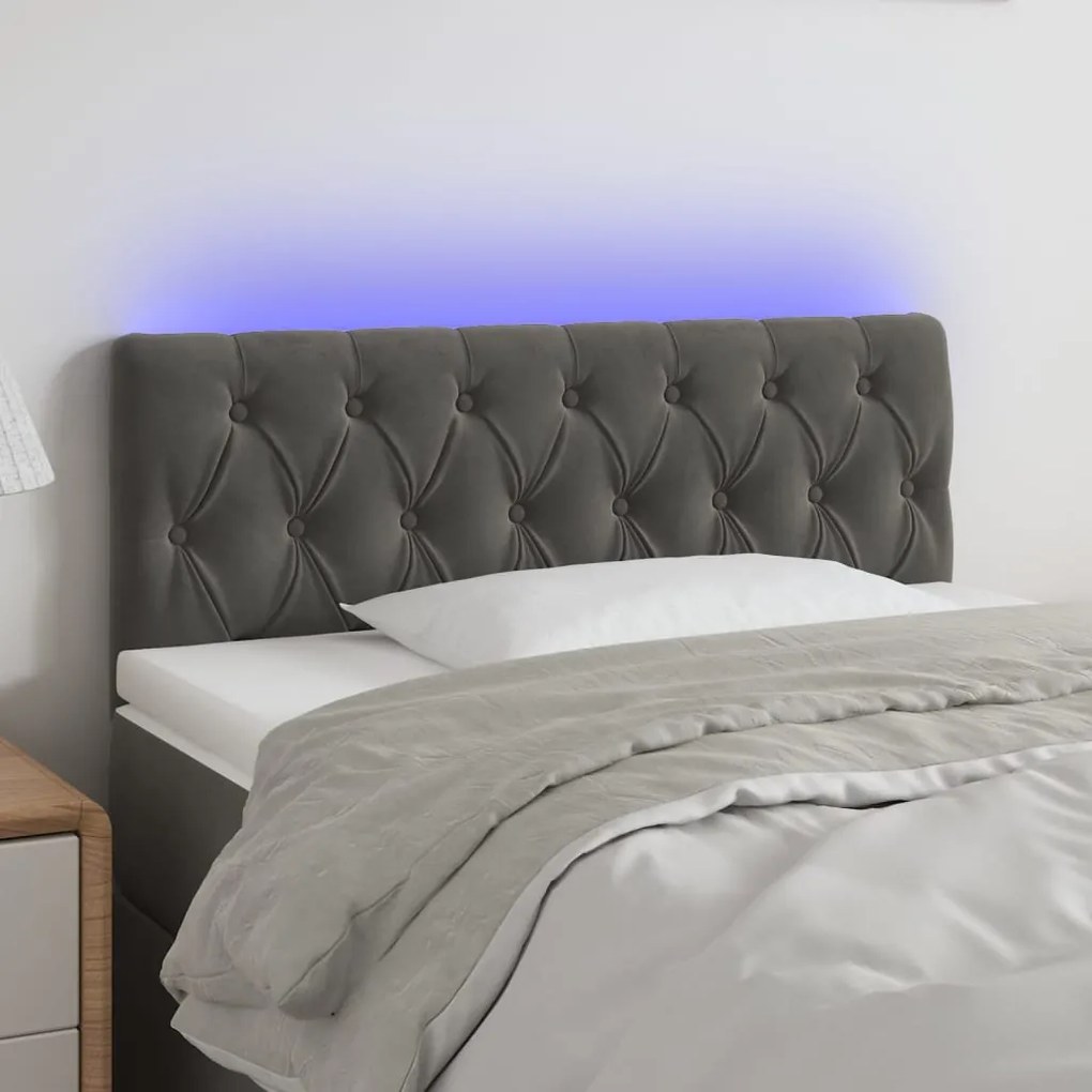 Testiera A Led Grigio Scuro 100x7x78/88 Cm İn Velluto /