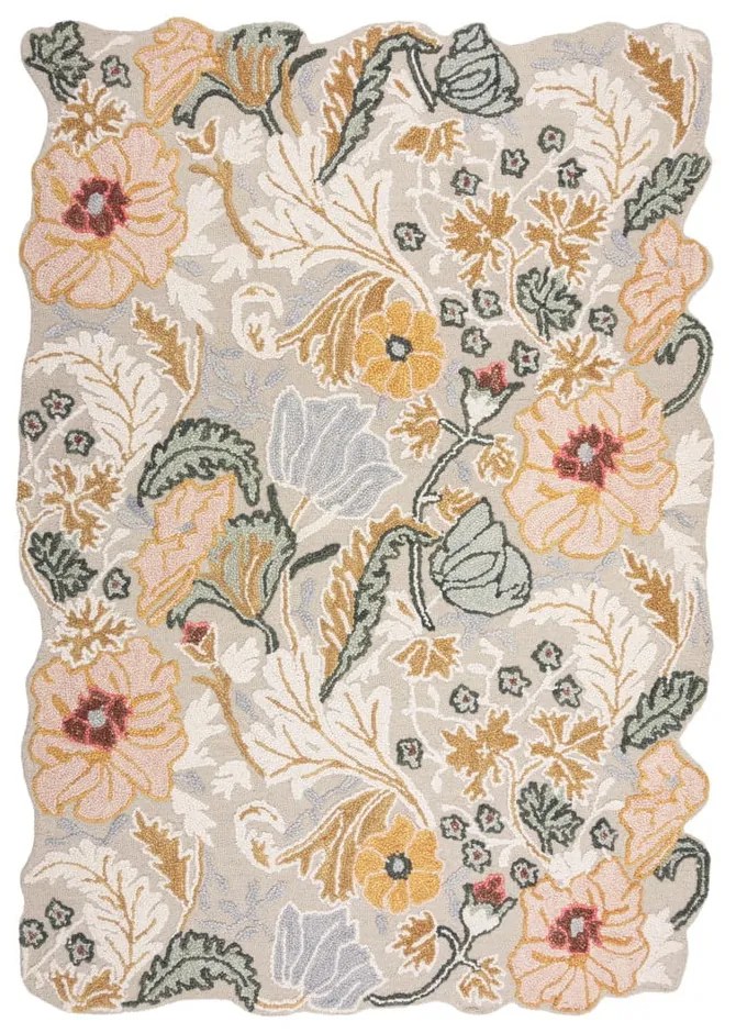 Tappeto in lana rosa chiaro tessuto a mano 160x230 cm Daphne Shaped Floral - Flair Rugs