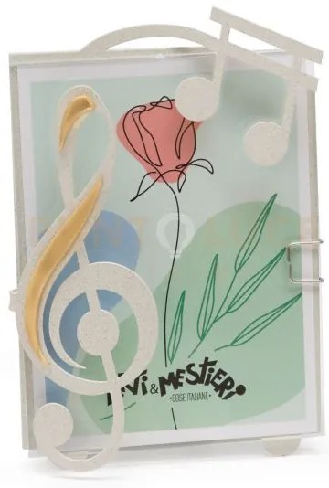 Porta foto musica decorato avorio in ferro 11x13cmh(9,5x12,5formato...