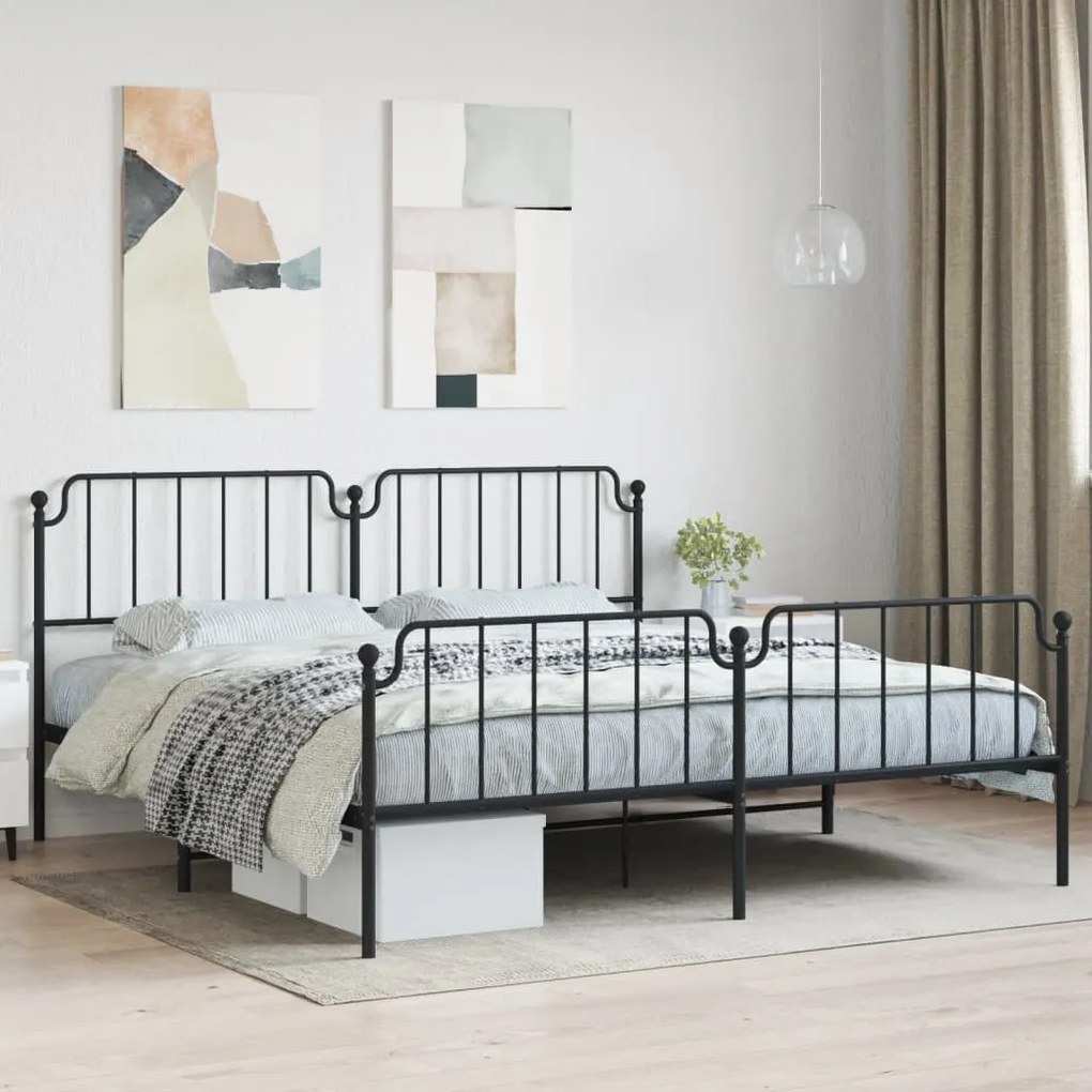 Giroletto Con Testiera E Pediera Metallo Nero 200x200 Cm /