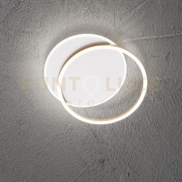 Plafoniera in alluminio colore bianco opaco + oro spazzolato orbit ...