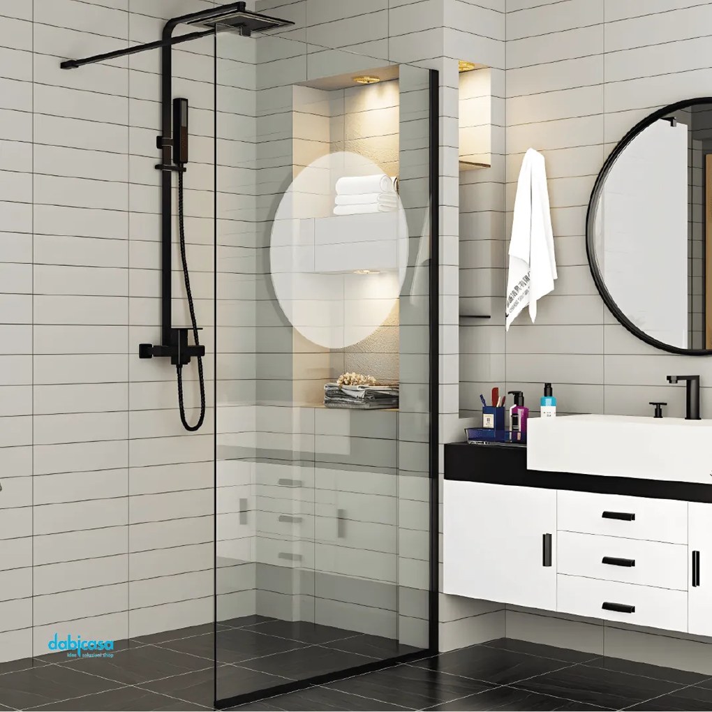 Giava Walk-In Da 77,5/80 Cm "Style" Cristallo Temperato Trasparente Da 6 mm Profilo Nero