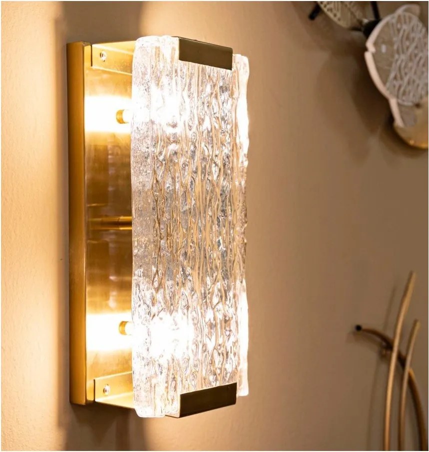 Lampada da parete dorata in vetro Oblin – Mauro Ferretti