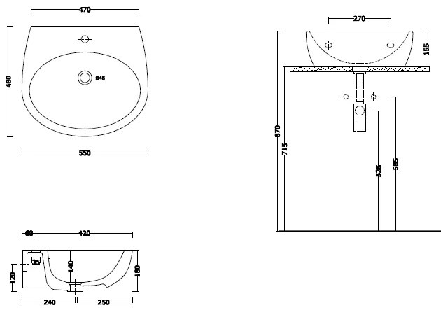 Milk Lavabo A Parete 55x48 Limone