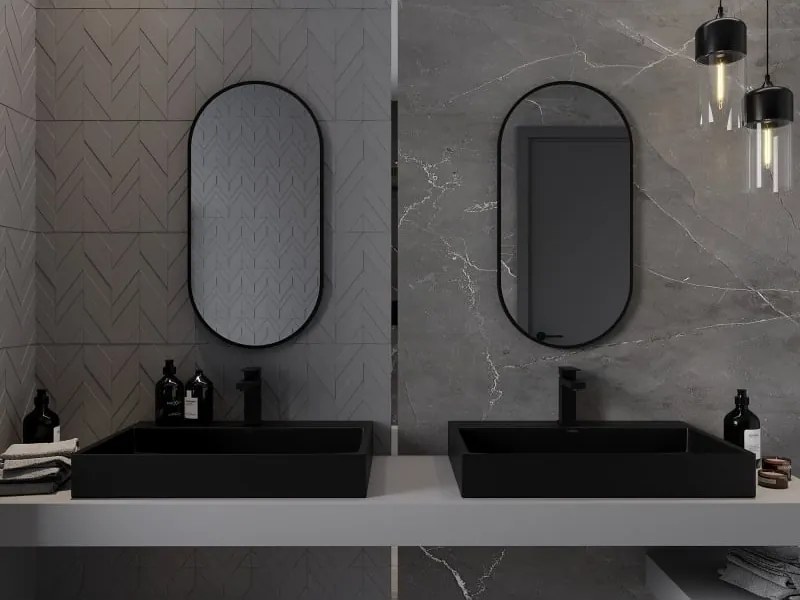 Mexen Loft specchio da bagno ovale 80 x 40 cm, cornice nera - 9851-080-040-000-70