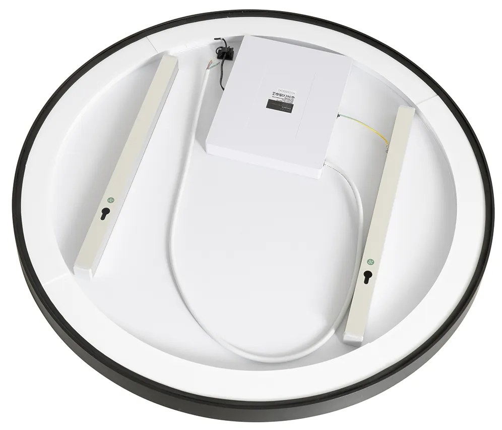 Specchio da bagno nero 70 cm con LED dimmerabile a 3 livelli con touch rotondo - Miral