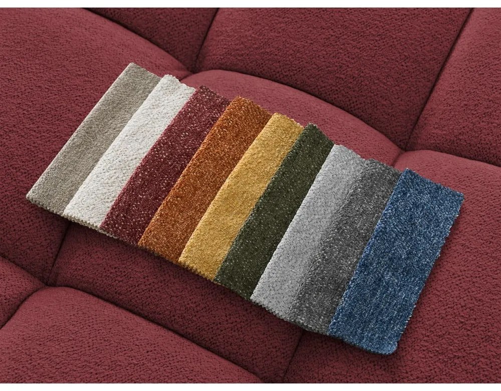 Divano angolare burgundy allungabile e con contenitore (penisola a sinistra/chaise lounge) con rivestimento in ciniglia Everest – Bobochic Paris