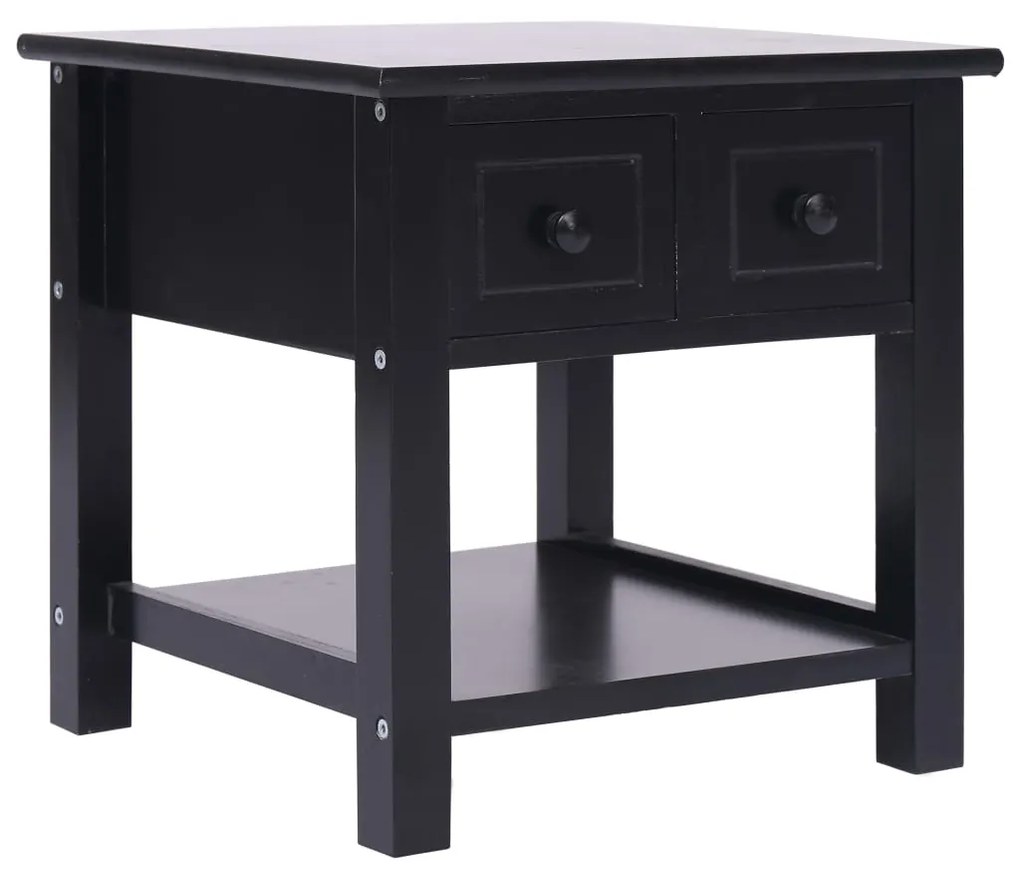 Tavolino Laterale Nero 40x40x40 Cm İn Legno Di Paulownia /