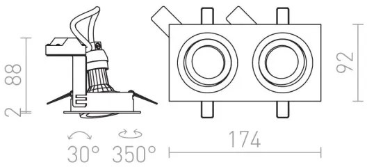 RED - Design Rendl - R12713- Lampada da incasso PASADENA 2xGU10/50W/230V