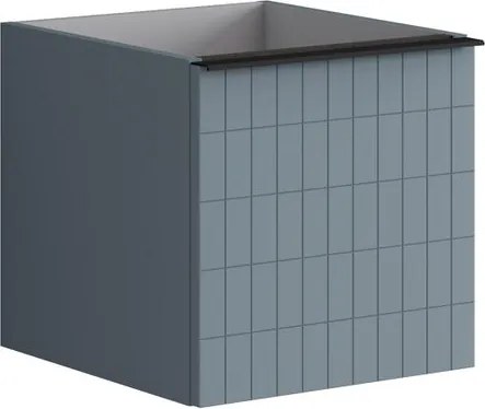 Cassettiera Pixel con 2 cassetti (1 interno) frontale Grid laccato opaco indaco e maniglia alluminio nero opaco L.40 H.40 P.45,5 cm.