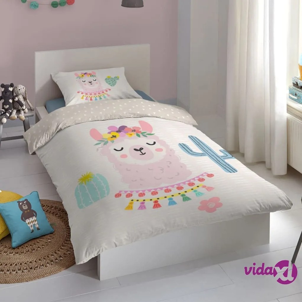 Good Morning Copripiumino per Bambini LLAMA 140x200/220 cm Multicolore