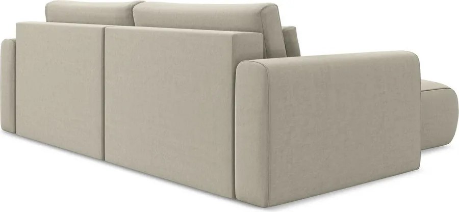 Divano angolare beige allungabile/con contenitore (con penisola a sinistra/con chaise lounge) con rivestimento in velluto Kapua – Makamii