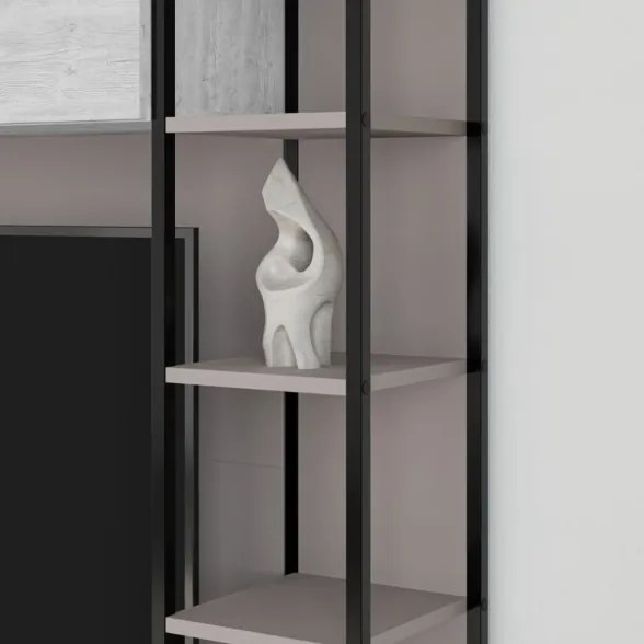 Parete Attrezzata 260 Cm Design Moderno Tronador Tortora E Bianco