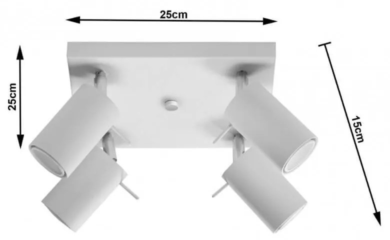Plafoniera da Soffitto in acciaio 4xGU10 RING 4 Orientabile da interno Colore del corpo Bianco