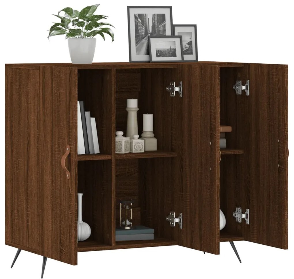 Credenza rovere marrone 90x34x80 cm in legno multistrato